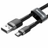 Töltő és adatkábel Baseus CAMKLF-CG1 Micro Usb 1.5A szövet erősített 200cm fekete-szürke