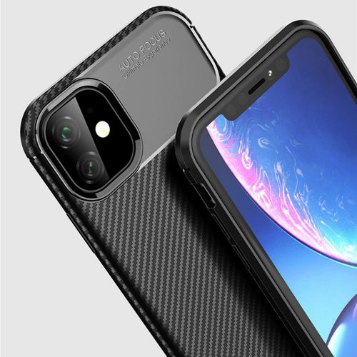 Apple Iphone 12 Pro Max erősített szilikon tok Carbon Elite fekete