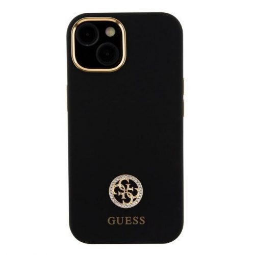 Apple Iphone 15 Guess Strass Metal Logo Fekete szilikon tok